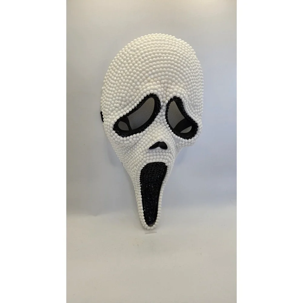 Ghostface Scream Mask Rhinestone Sexy White Bling Costume Horror Role Cosplay